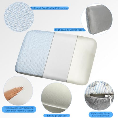 Crisonky Travel and Camping Pillow- Compressible Medium Firm Memory Foam Pillow with Carry Bag for Backpacking & Airplane, Lumbar Support. Breathable Cooling Fabric, Washable Pillowcase (Wathet Blue) - color: Wathet Blue