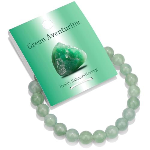 Vinswet 4mm 6mm 8mm Healing Crystal Bracelets for Women Men Natural Stone Beaded Stretch Bracelet Handmade Gemstone Reiki Spiritual Jewelry Gifts - color: Green Aventurine, size: 8mm