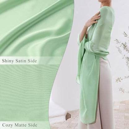 RIIQIICHY Women Shawls and Wraps for Evening Dresses Like Chiffon Silk Scarf Formal Silky Pashmina Shawls for Weddings - color: Green-1