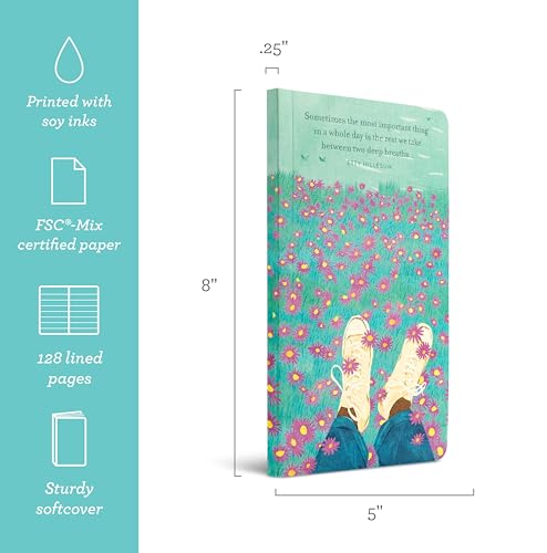 Compendium Softcover Journal - Sometimes the most important thing in a whole day is the rest we take between two deep breaths... – A Write Now Journal with 128 Lined Pages, 5”W x 8”H - color: Deep Breath Blue