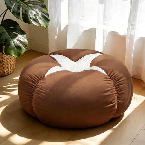 Extra Large Shiitake Mushroom Floor Cushion Pillow – Plush Floor Cushion for Sitting & Activities, for Reading, Gaming, Meditation & Home Decor – Cute Round Plush Chair Cushion.60cm/23.6Inch - style: Shiitake