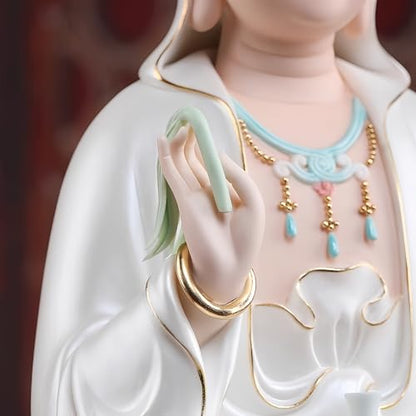 Top Ceramic Guan Yin Statue - Handmade Quan Yin, Kwan Yin, Quan Am, Kuan Yin for Meditation Altar, Female Buddha Statue - Goddess of Mercy and Compassion, Chinese Decor, Chinese Gifts - size: Small