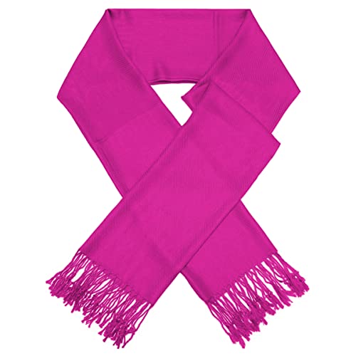 Glory Max Women Large Soft Silky Pashmina Shawl Wrap Scarf in Plain Solid Colors - color: Hot Pink