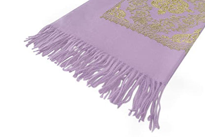 Urban CoCo Women's Embroidered Oversize Tassel Shawl Scarf Wraps for Women - color: #2-lavender