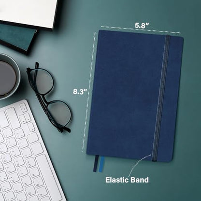 Plexon Dotted Journal Notebook, Notebook Journal 160 Pages, Dotted Notebook Medium 5.7 inches x 8 inches, 120 GSM Thick Paper, Navy Blue, Hardcover - color: Blue, style: Dotted