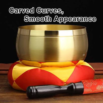Golden Meditation, Tibetan Singing Bowl Set, with Mallet & Cushion Spiritual Decor, for Meditation & Chakra Healing, Pure Long Tone(3.7in/9.5cm) - size: 3.7in/9.5cm