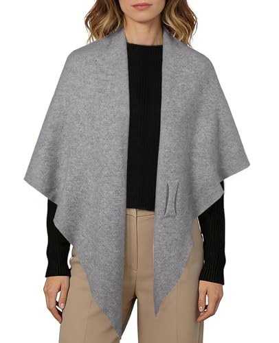 Women's Pashmina Shawl Wraps for Evening Dresses Wedding Bridal Open Front Poncho Cape Soft Large Scarf - color: Light Grey