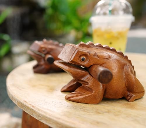 BSIRI 4" Frog Guiro Rasp - Small Instrument Musical Wooden Percussion Wood Block Instrument of Frog Noise Maker and Cool Music Gifts Ideas Funny Weird Instruments for Adults Made from Nature Wood - size: 4 Inches Size