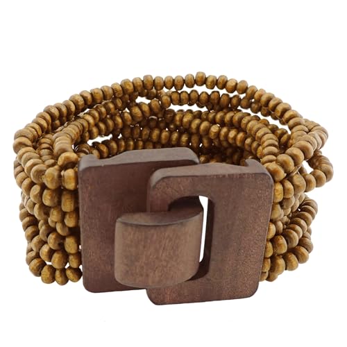 Multi Layers Seed Beads Wide Bangle Strand Bracelet for Women (BR1167)… - color: BR1199