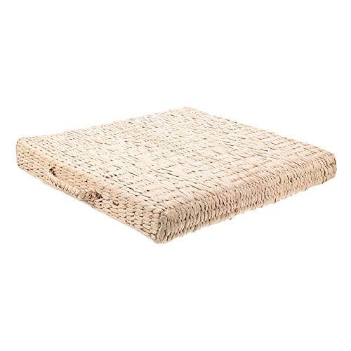 Happyyami 1pc Handwoven Square Straw Mat Cushion for Meditation Yoga and Home Use Diameter Thick Japanese Style Woven Floor Pad for Living Room and Office