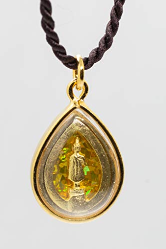 Artschatz Weekday Birthday Buddha Golden Colorful Thai Pendant, Amulet, Necklace, Charm, Sunday, Monday, Tuesday, Wednesday, Thursday, Friday, Saturday - style: Monday - Phram Ham Yath “Making Peace”