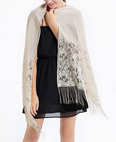 RIIQIICHY Shawls and Wraps for Evening Dresses Scarfs for Women Pashmina Wedding Formal Shawl - color: Beige