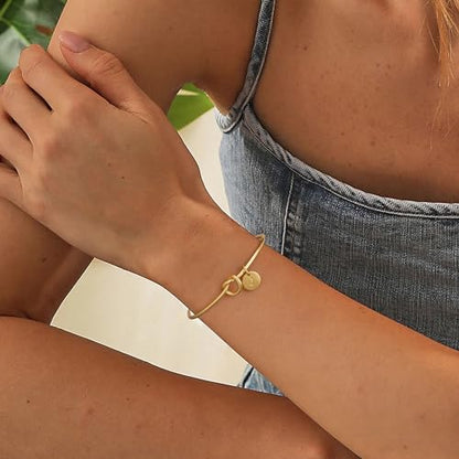 Turandoss Initial Bracelets for Women - Dainty Knot Letter A-Z Initial Bracelet Personalized Cuff Bangle Bracelet for Women Jewelry Gifts - color: Gold, style: E