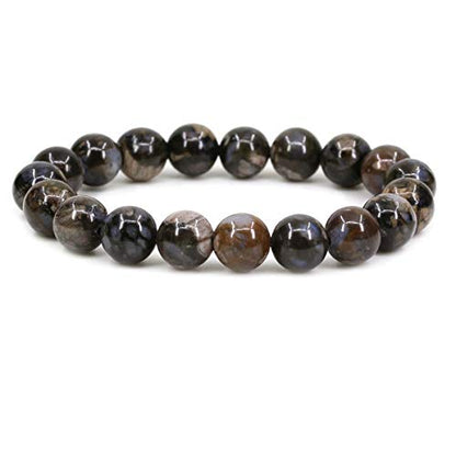 Keleny Fashion Crystal Man Women Stretch Bracelet 10mm Round Beads Rock Jasper 7 Inch Unisex - color: Blue Llanite