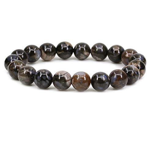 Keleny Fashion Crystal Man Women Stretch Bracelet 10mm Round Beads Rock Jasper 7 Inch Unisex - color: Blue Llanite