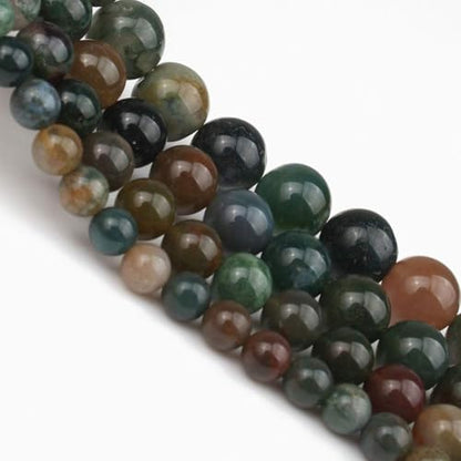 About 45pcs 8mm Natural Stone Beads Indian Agate Beads Energy Crystal Healing Power Gemstone for Jewelry Making, DIY Bracelet Necklace - color: Indian Agate, size: 8mm