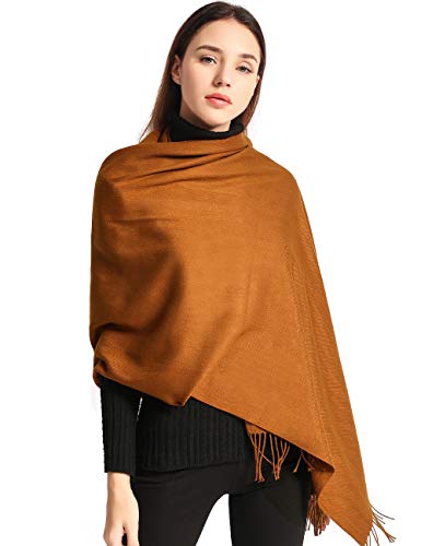 Pashmina Shawl Women Winter Scarf Warm Wedding Wraps Ladies Scarves for Evening Dresses - color: Coffee