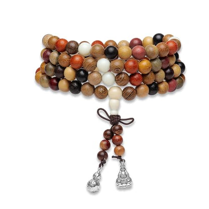 Handcrafted Wooden Bead Bracelet Mixed Natural Wood Colors Prayer Bracelet for Men or Women,1pc/pack - style: Dia.8mmX108pcs