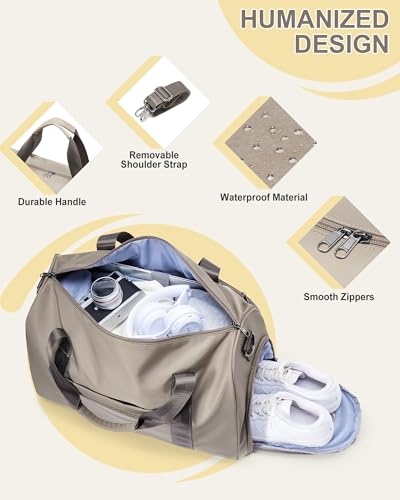 Travel Duffel Bags for Women Mens, Weekender Bag with Shoe Compartment Carry on Overnight Bag with Laptop Compartment Personal Item Travel Bag Gym Bag Hospital Bag Khaki - color: K2-Khaki