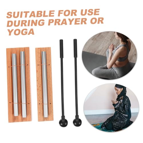 2 Sets Wood Meditation Chimes Metal Wind Chimes Sound Healing Instrument for Adults