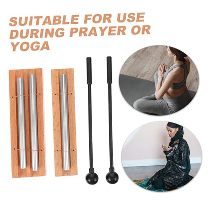 2 Sets Wood Meditation Chimes Metal Wind Chimes Sound Healing Instrument for Adults