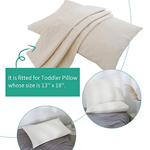 Organic Cotton Pillow Case - One Pack 13"x 18" Kids Pillow Pillowcase with No Zipper - 300 TC Thread Count - Soft, Safe and Hypoallergenic - Off White - size: 13"x18"