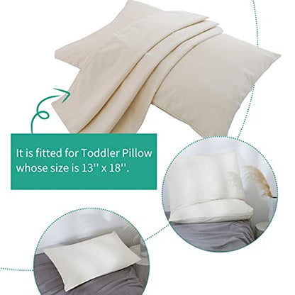 Organic Cotton Pillow Case - One Pack 13"x 18" Kids Pillow Pillowcase with No Zipper - 300 TC Thread Count - Soft, Safe and Hypoallergenic - Off White - size: 13"x18"