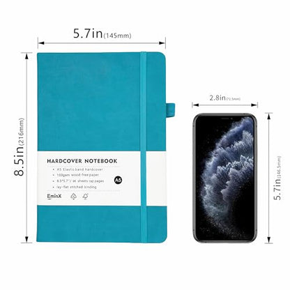 Hardcover Lined Journal Notebook, 192 Pages A5 Notebooks College Ruled, Journal for Women & Men, Notebooks for Note Taking/School/Work, 100GSM, 5.7" x 8.5" (Blue) - color: Blue