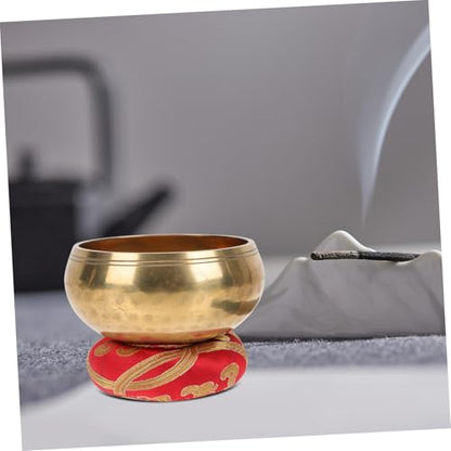 Tibetan Chanting Bowl Handcrafted Meditation Sound Bowl with Mallet and Cushion for Yoga Stress Relief Relaxation Healing Therapy Random Color