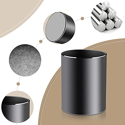 Vaydeer Metal Pen Holder Aluminum Pencil Holder for desk, Round Desktop Organizer and Black Pencil Cup for Office, School, Home and Stationary Supplies (3.15 x 3.15 x 3.94 Inches) - color: Black