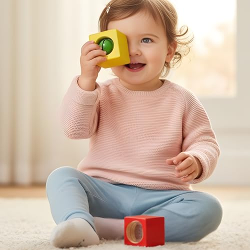 HABA Discovery Wooden Blocks - 6 Colorful Cube Building Blocks with Unique Effects for Ages 1 and Up (Made in Germany)