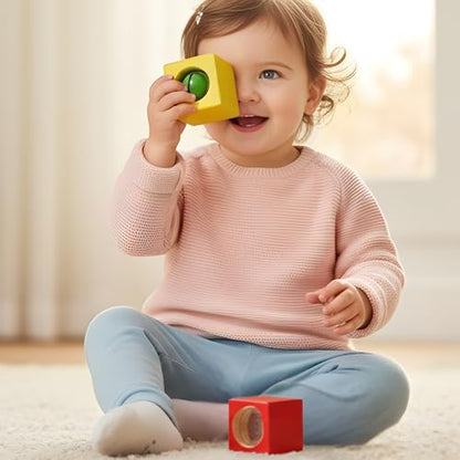 HABA Discovery Wooden Blocks - 6 Colorful Cube Building Blocks with Unique Effects for Ages 1 and Up (Made in Germany)