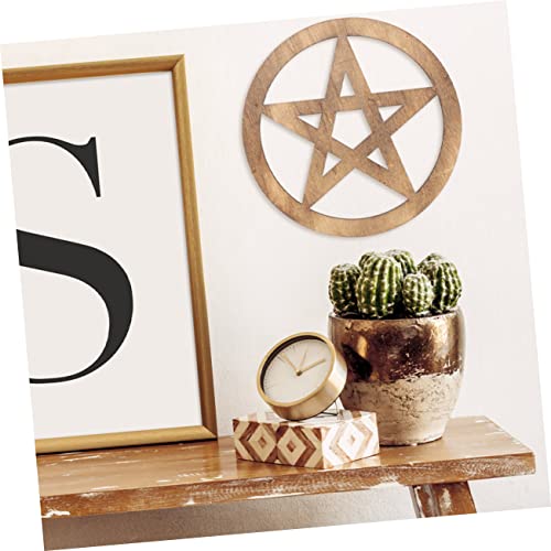 Garneck 2pcs Wooden Pentacle Altar Decor Ritual Object for Home Office and Restaurant for Sacrifice Supplies Wall and Table Decoration Brown Black