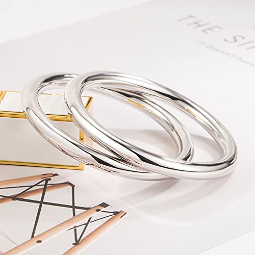 Dankadi Minimalism Women Men 925 Sterling Silver Bracelet Width 7-8MM Diameter 60-65 mm Solid Smooth On Bangle Cuff Fashion Fine Jewelry Gifts - color: Width 7MM 1 Piece, size: 2.56 inches