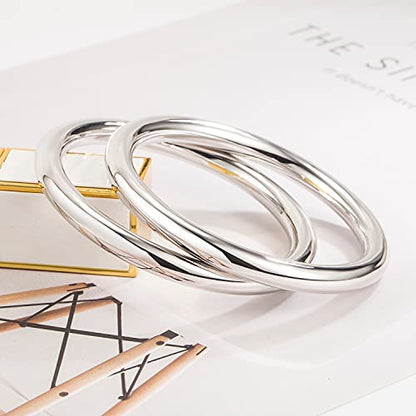 Dankadi Minimalism Women Men 925 Sterling Silver Bracelet Width 7-8MM Diameter 60-65 mm Solid Smooth On Bangle Cuff Fashion Fine Jewelry Gifts - color: Width 7MM 1 Piece, size: 2.56 inches