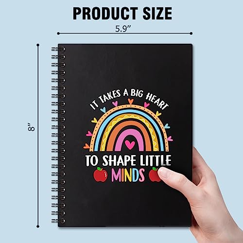It Takes A Big Heart Hardcover 160 Pages Spiral Notebooks 6x8 Inches for Writing and Drawing, Funny Rainbow Black Journal Or Diary Gift For Teacher, Childminder and Teaching Assistant