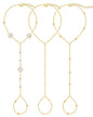 3PCS 14K Gold-Plated Hand Chain Bracelets for Women, Stack Bracelets Set Adjustable, Trendy Dainty Ring Bracelet Hand Chain - color: gold-3-cz2