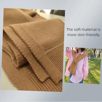 Sweater Shawl Wraps for Women Fashion Knitted Shoulder Shawls Ponchos Casual Sweaters Scarf Cape Wraps with Sleeves - color: 06 Khaki
