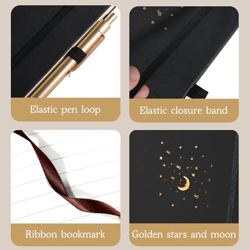 CAGIE Journal Notebook for Women Men, Hardcover Lined Notebooks Journals for Writing Work Journaling Note Taking Diary with Pen Loop (Black Ruled), Gifts, 5.7" x 8.3", 196 Pages - color: 00 Black