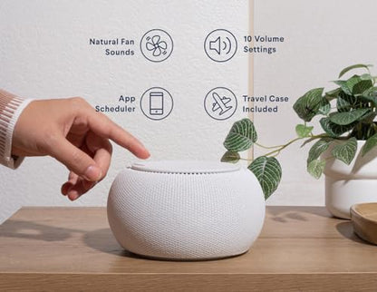 SNOOZ Pro White Noise Sound Machine - Natural Fan Noise, Non-Looping Sound, App Scheduler - Travel Case Included, Sleep Aid for Adults & Baby, 10 Volume Settings, Portable, Gift Registry - Cotton