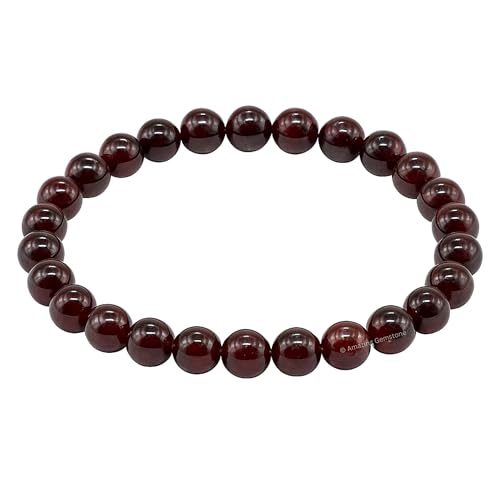 Amazing Gemstone Crystal Bracelet for Women Men's Gifts - Protection Healing Crystal Bracelet - 8mm Gemstone Beaded Stretchable Bracelet Pulseras Para Hombres Mujer Stocking Stuffers Mothers Day Gift (Garnet) - color: Garnet