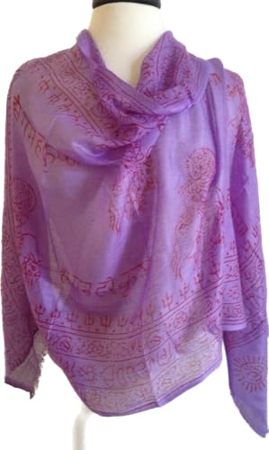 Karma Handicrafts Om Meditation Yoga Harye Ram Prayer Scarf Cotton Scarves Nepal - color: Purple