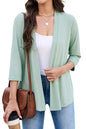 Yekaty 3/4 Sleeve Cardigan for Women Lightweight Thin Open Front Summer Soft Drape Cardigans - color: Sage Green, size: Large