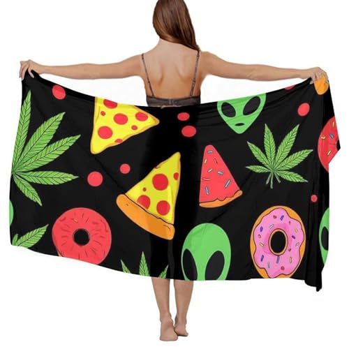 Women's Lightweight Long Scarf Thin Scarf Beach Headscarf Wimwear Bikini Wrap - color: Color627