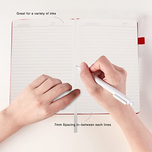 Lined Journal Notebooks with Pen Loop, Hardcover Notebook Journal for Work, 100Gsm Premium Thick Paper with Inner Pocket, Medium 5.7''''x8.4'''', ?bright Red, Ruled, 1 Pack - color: Bright-red