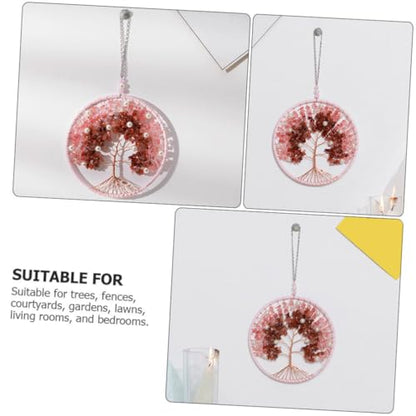 Yardwe Nordic Chime Creative Wind Chime with Life Tree Design for Garden Decor Chic Pink Courtyard Ornament Family and Friends Special Occasions
