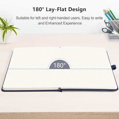 RETTACY Dotted Journal Notebook, 2-Pack, 160 Numbered Pages per Pack, A5 Medium Size (5.7'' x 8.3''), 120 GSM Thick Paper, Leather Hardcover, for Journaling (Navy Blue & Navy Blue) - color: Navy Blue & Navy Blue, style: Dotted