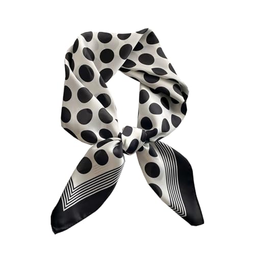 ANDANTINO 100% Mulberry Silk Square Scarf for Hair-25.6" X25.6'' Women Men Natural Silk Neckerchief Digital Printed Headscarf - color: Big Polka Dots