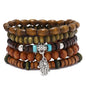 Wooden Beads Stretch Bracelet Multi-Layered Stretch Bracelet for Women Men Elastic Bracelet 5pcs - color: A-06