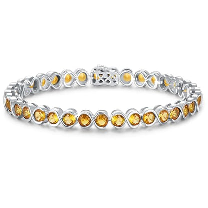 Birthstone Bracelets for Women, Sterling Silver 7 Inch Infinity Tennis Bracelet, Wedding Anniversary Birthday Jewelry Gifts for Women Wife Girlfriend Mom Her - color: 11-Nov-Citrine